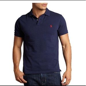 Ralph Lauren Navy Blue Custom Fit Polo Large